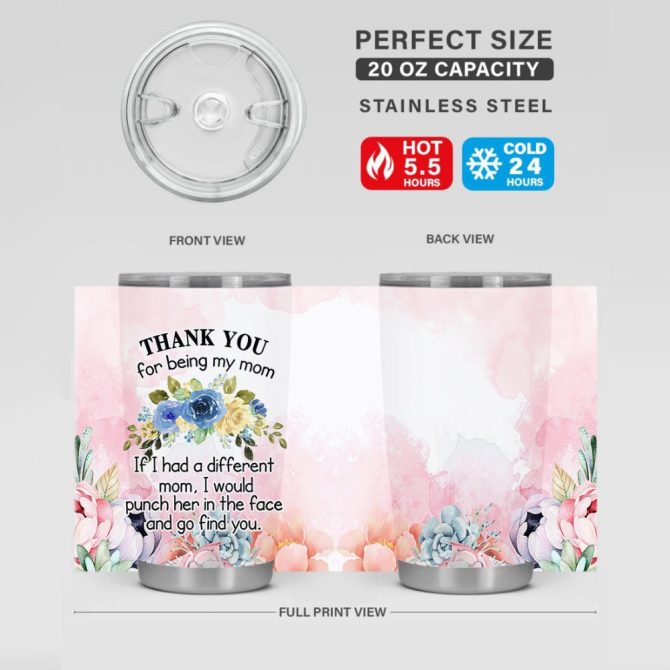 Funny Floral Mom Tumbler - Unique Gift For Mother'S Day Or Birthday - 20Oz Insulated Cup - Image 3