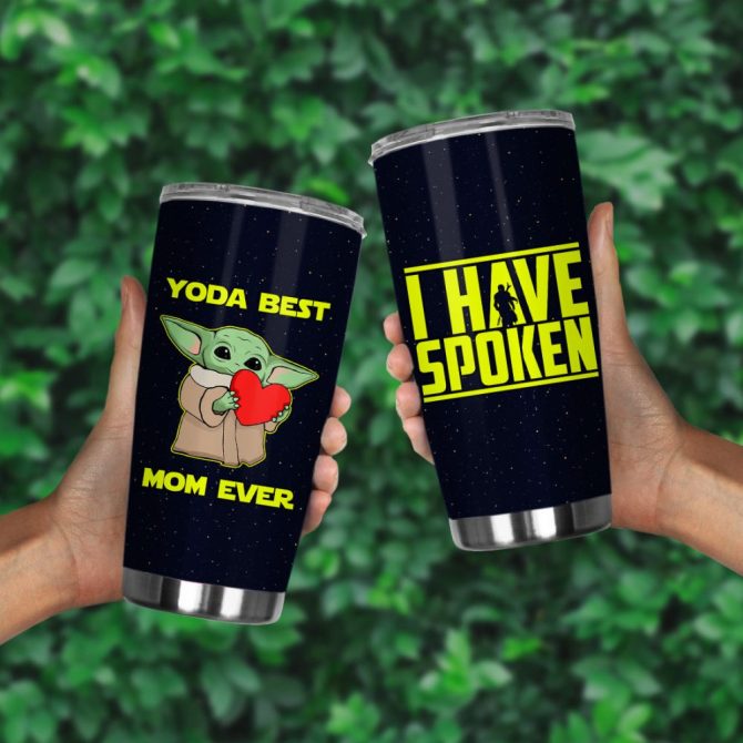 Yoda Best Mom Ever Tumbler - Cute Baby Alien Gift For Star Fans , Insulated Travel Cup - Image 3
