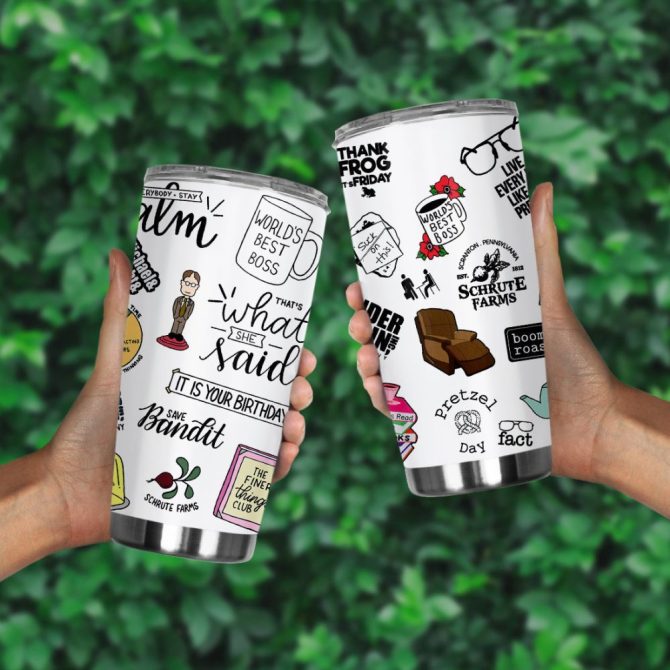 Funny Quotes Travel Mug - Insulated Tumbler With Office Tv Show Stickers - Perfect Gift For Fans - Image 4