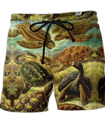 Men'S Turtle Print Swim Trunks - Quick Dry Beach Shorts With Drawstring - Summer Essentials