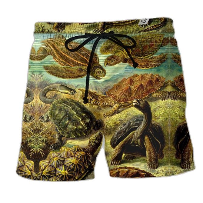 Men'S Turtle Print Swim Trunks - Quick Dry Beach Shorts With Drawstring - Summer Essentials