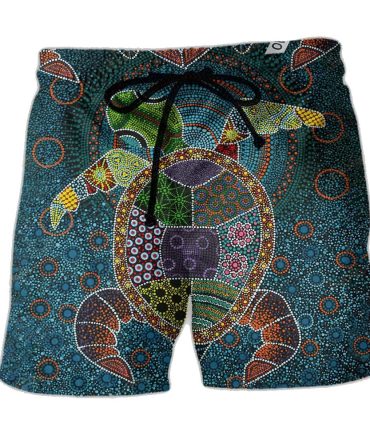 Vibrant Turtle Print Swim Shorts - Quick-Dry Beachwear For Men, Perfect Summer Style