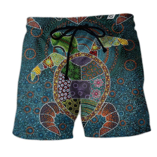 Vibrant Turtle Print Swim Shorts - Quick-Dry Beachwear For Men, Perfect Summer Style