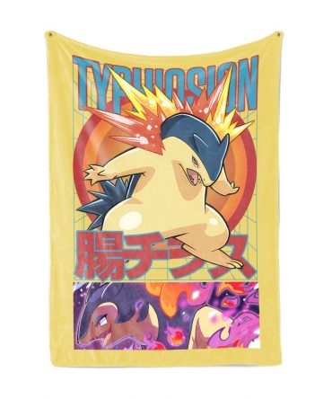 Cozy Typhlosion Fleece Blanket - Vibrant Anime Design For Pokémon Fans