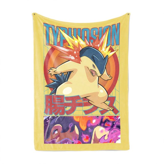 Cozy Typhlosion Fleece Blanket - Vibrant Anime Design For Pokémon Fans