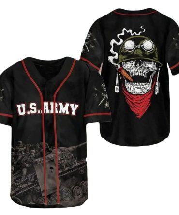 U.S. Army Skull Baseball Jersey – Military Style Graphic Shirt For Men & Women