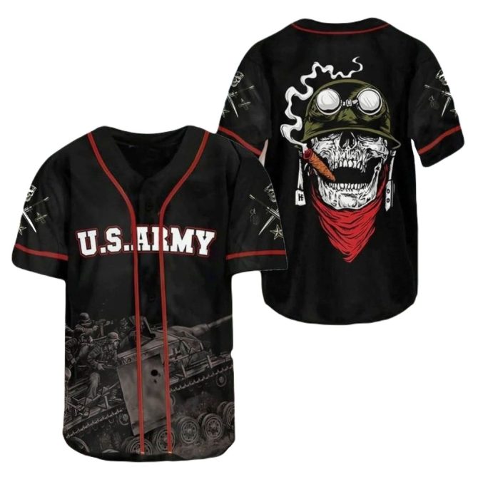 U.S. Army Skull Baseball Jersey – Military Style Graphic Shirt For Men & Women