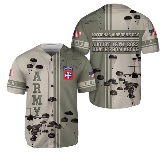 Celebrate National Airborne Day With Stylish Army Tribute Baseball Jersey - Limited Edition!