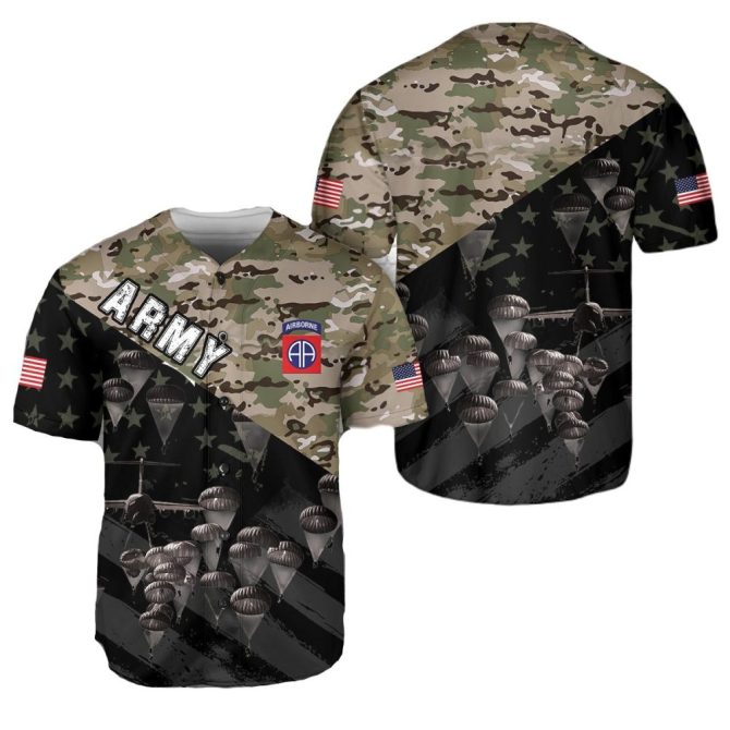 Patriotic Camo Army Shirt - Airborne Paratrooper Design, Usa Flag, Military Apparel