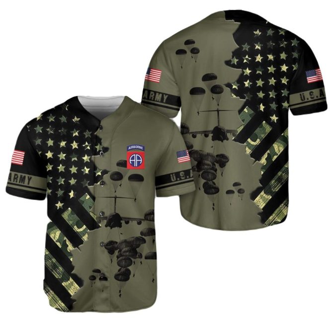 Patriotic U.S. Army Airborne Jersey – Military Style With Usa Flag & Paratrooper Design