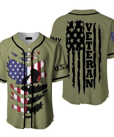 Patriotic Veteran Baseball Jersey - Usa Flag Military Tribute Shirt