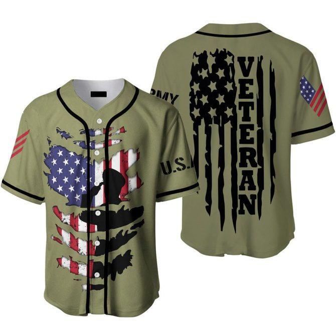 Patriotic Veteran Baseball Jersey - Usa Flag Military Tribute Shirt