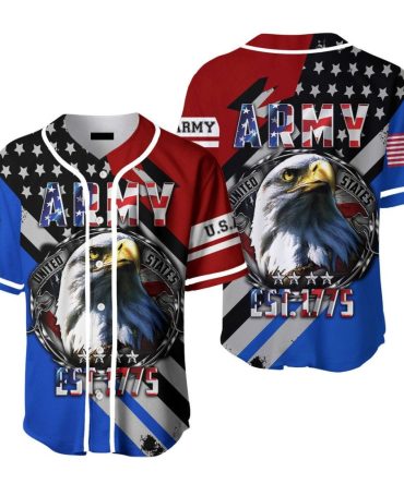 Patriotic Usa Eagle Army Baseball Jersey - Bold American Flag Design, Perfect For Veterans & Patriots