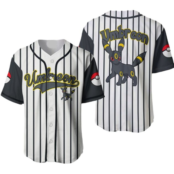 Umbreon Baseball Jersey - Stylish Striped Design For Pokémon Fans