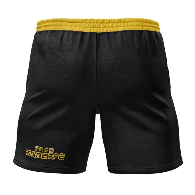 Men'S Black & Yellow Anime-Inspired Athletic Shorts - Bold Design, Comfortable Fit - Image 2