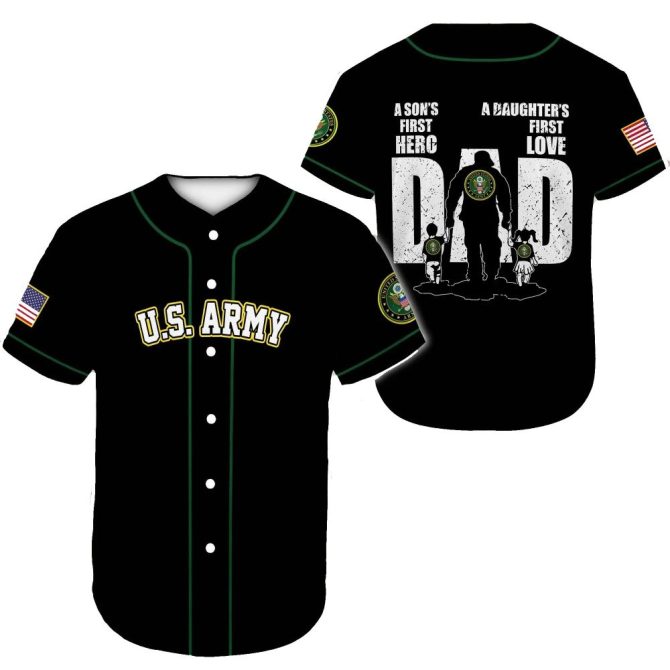 U.S. Army Baseball Jersey - Hero Dad Design , Perfect Gift For Military Fathers