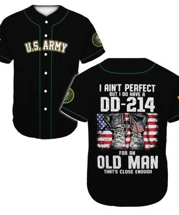 U.S. Army Veteran Baseball Jersey - Proud Dd-214 Old Man Patriotic Apparel