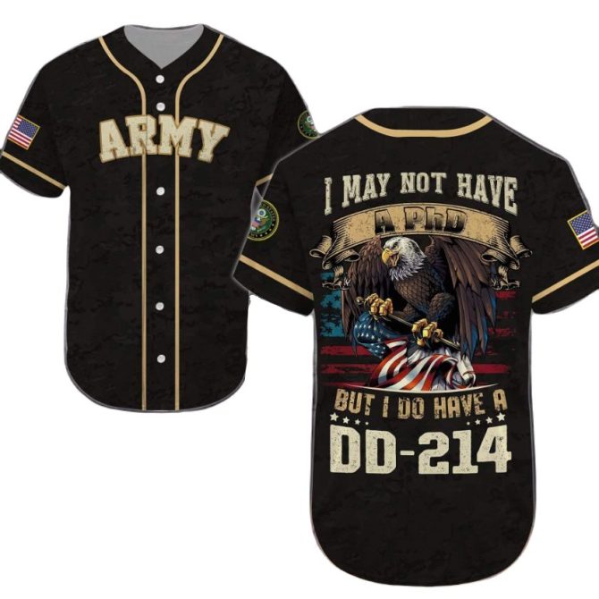 Patriotic Army Baseball Jersey - Proud Dd-214 Veteran Tribute Shirt
