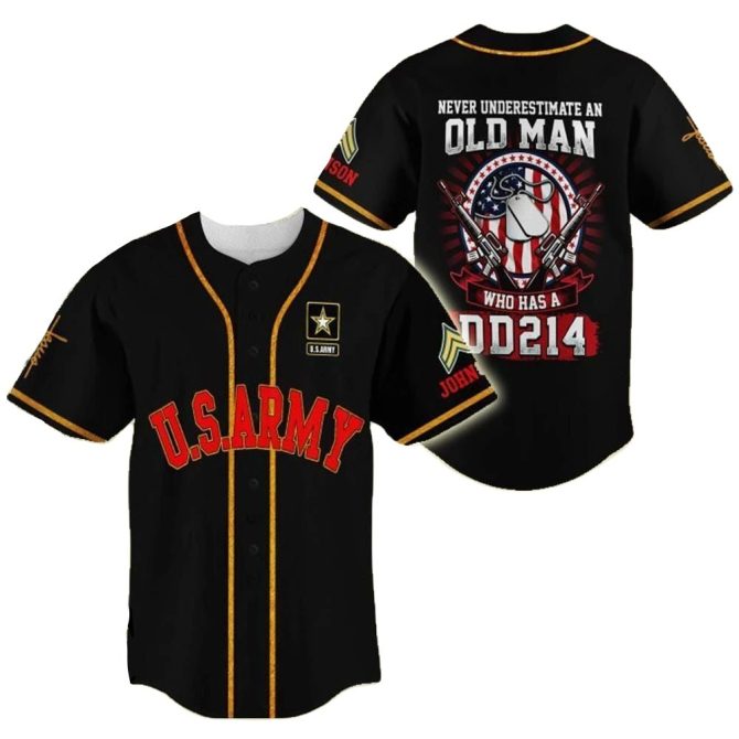 U.S. Army Veteran Baseball Jersey – Bold Design, Perfect Gift For Proud Dd214 Holders!