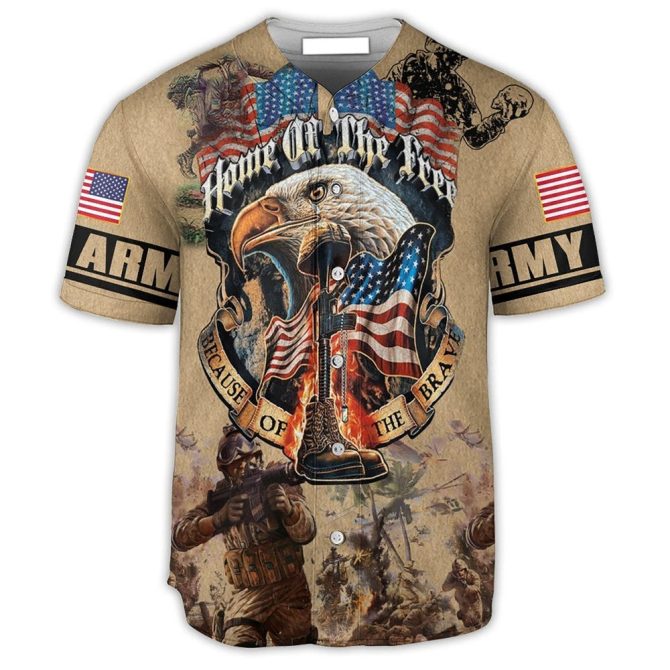 Patriotic Military Tribute Baseball Jersey – Bold Eagle & Flag Design – Honor The Brave - Image 2