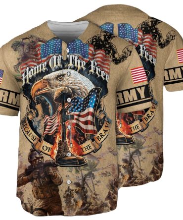 Patriotic Military Tribute Baseball Jersey – Bold Eagle & Flag Design – Honor The Brave