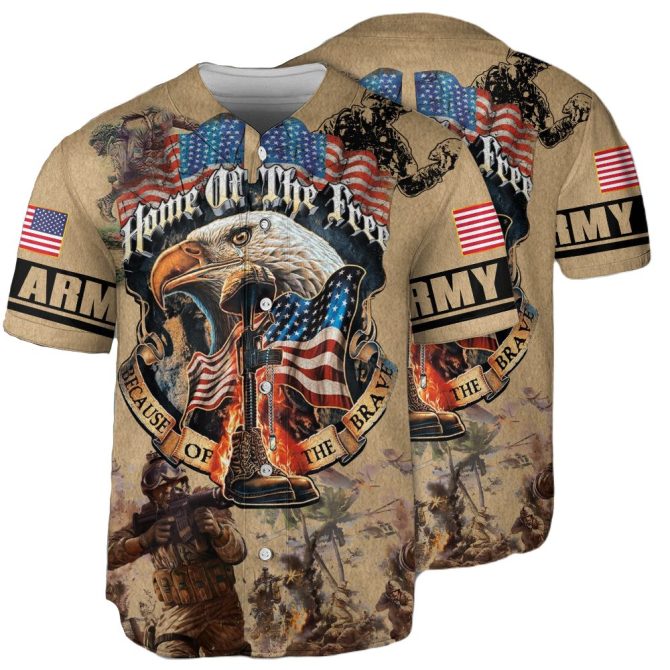 Patriotic Military Tribute Baseball Jersey – Bold Eagle & Flag Design – Honor The Brave