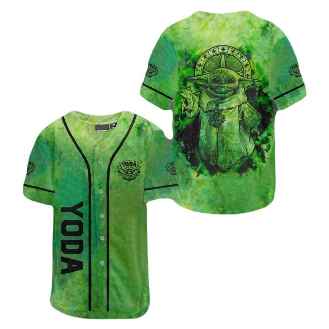 Yoda Baseball Jersey - Vibrant Green Graphic Tee For Star Wars Fans - Unisex Casual Wear