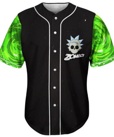 Zomboy Baseball Jersey - Green Sleeve Cosmic Skull Design - Unisex Casual Wear