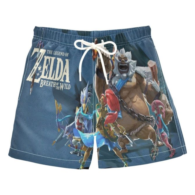 Legend Of Zelda Breath Of The Wild Swim Trunks - Epic Adventure Beachwear For Gamers