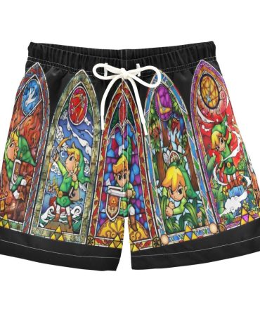 Legend Adventure Stained Glass Swim Trunks – Vibrant Gamer Beachwear