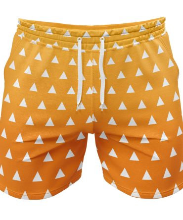 Vibrant Orange Triangle Pattern Men'S Swim Shorts - Quick Dry & Comfy Beachwear