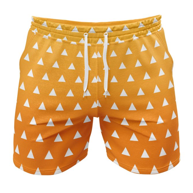 Vibrant Orange Triangle Pattern Men'S Swim Shorts - Quick Dry & Comfy Beachwear
