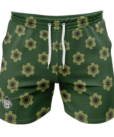 Men'S Green Gear Print Athletic Shorts - Comfortable & Stylish Summer Wear
