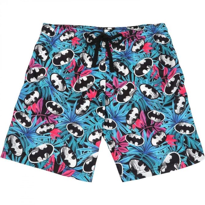 Vibrant Tropical Comic Print Men'S Swim Trunks - Stylish Beachwear For Summer Fun