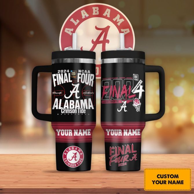 Custom Alabama Crimson Tide Final Four 2024 Tumbler - Personalized Ncaa Basketball Mug