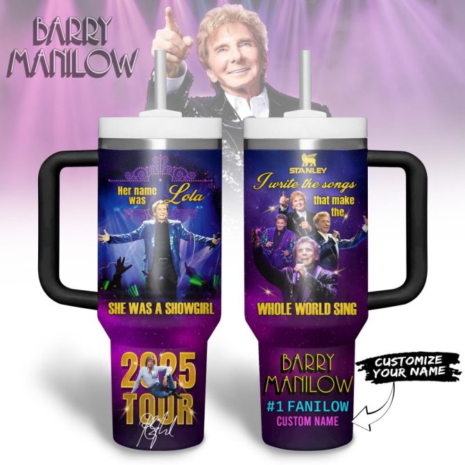 Barry Manilow 2025 Tour Tumbler – Customizable Name, Fan Gift, Music Lover'S Collectible