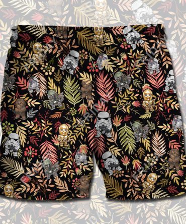 Galactic Adventure Men'S Shorts – Fun Leaf & Character Print – Perfect For Fans