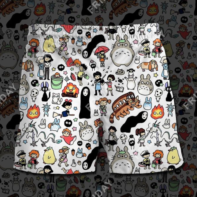Anime-Inspired Cartoon Print Shorts - Unisex, Comfortable, Stylish Beachwear - Image 2