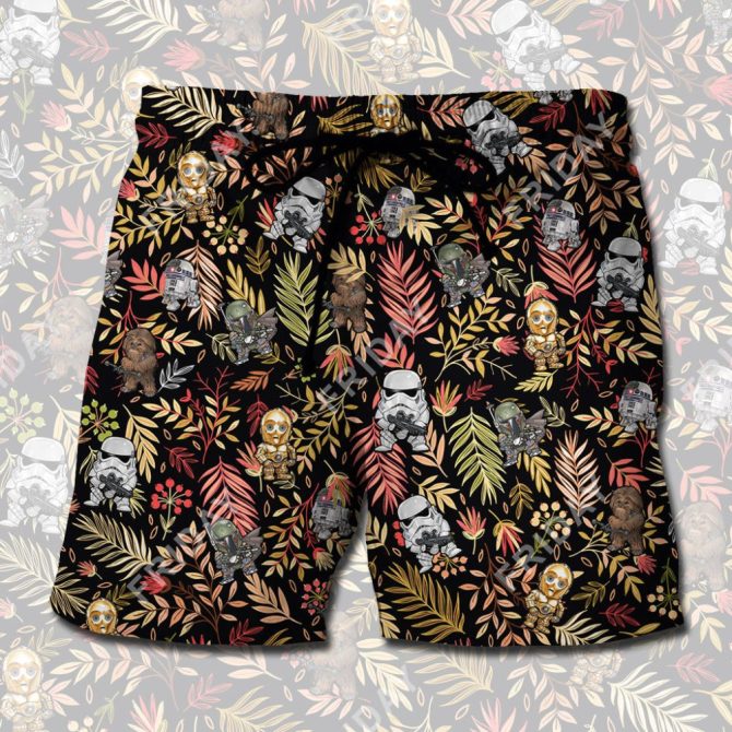 Galactic Adventure Men'S Shorts – Fun Leaf & Character Print – Perfect For Fans - Image 2