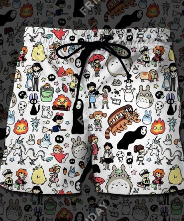 Anime-Inspired Cartoon Print Shorts - Unisex, Comfortable, Stylish Beachwear
