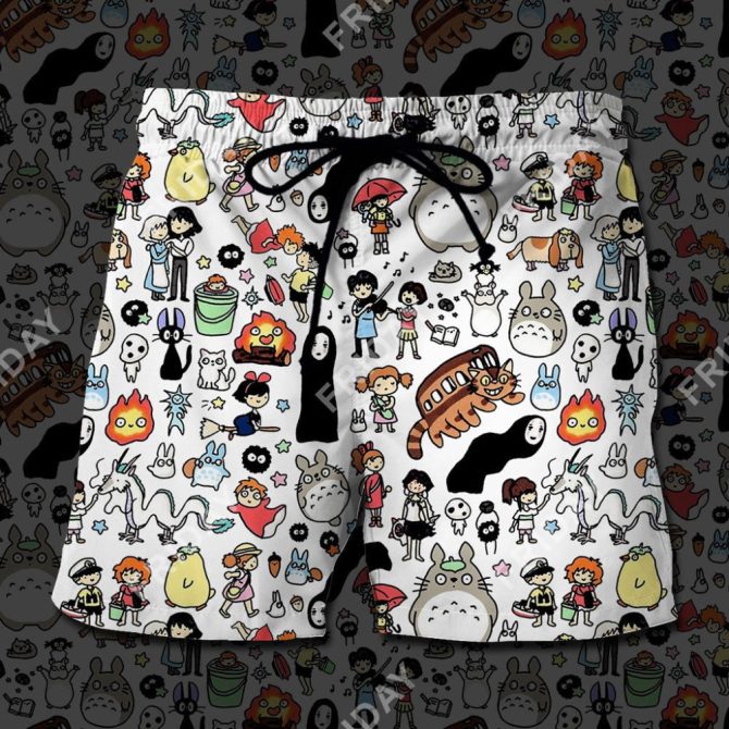 Anime-Inspired Cartoon Print Shorts - Unisex, Comfortable, Stylish Beachwear
