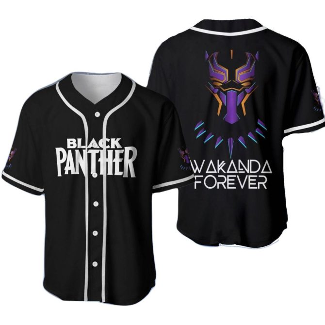 Black Panther Baseball Jersey - Wakanda Forever Design - Unisex Marvel Fan Apparel