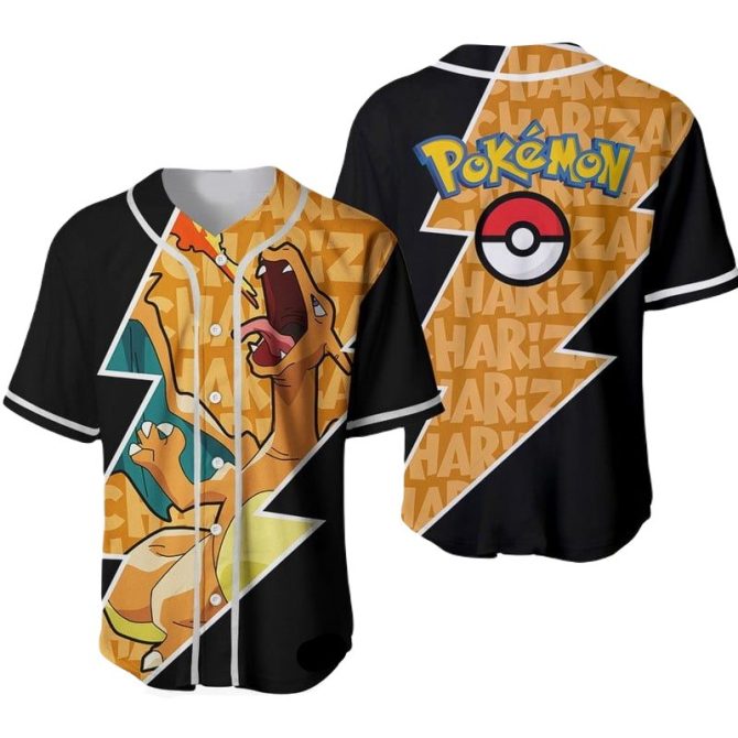 Unisex Pokémon Charizard Baseball Jersey - Vibrant Design For Fans & Collectors
