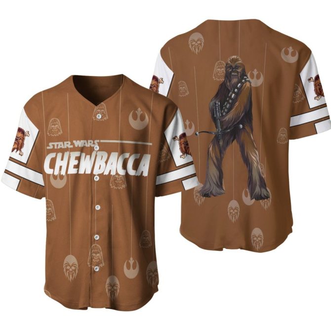 Star Wars Chewbacca Baseball Jersey - Iconic Brown Fan Apparel, Perfect Gift For Sci-Fi Lovers