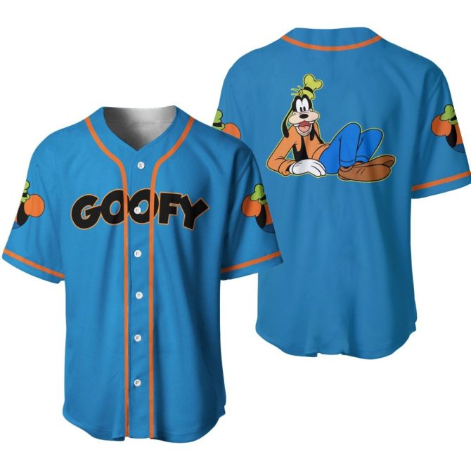 Goofy Baseball Jersey – Vibrant Blue Graphic Tee For Disney Fans – Unisex Sizes