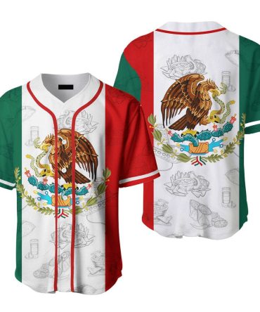 Mexican Flag Baseball Jersey - Patriotic Eagle Design Shirt For Fans & Collectors