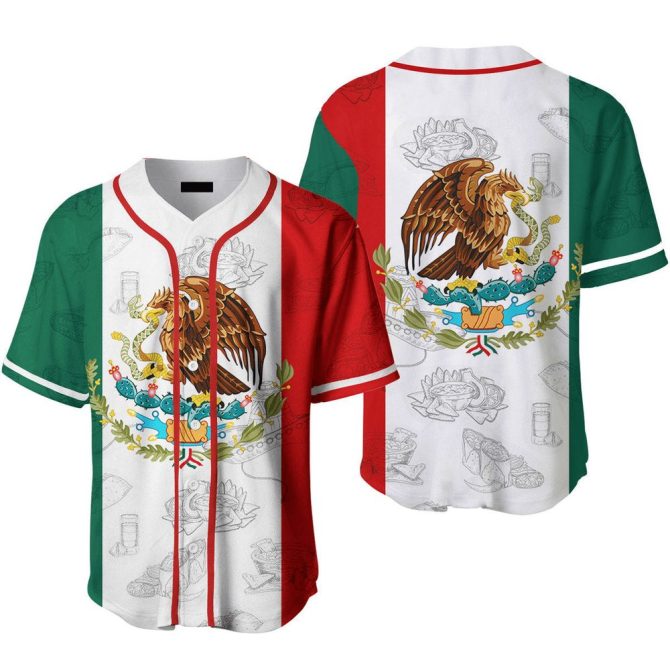 Mexican Flag Baseball Jersey - Patriotic Eagle Design Shirt For Fans & Collectors