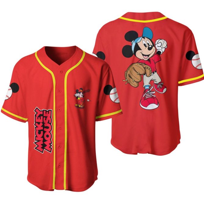 Mickey Mouse Baseball Jersey - Vibrant Red Sports Tee For Kids & Fans