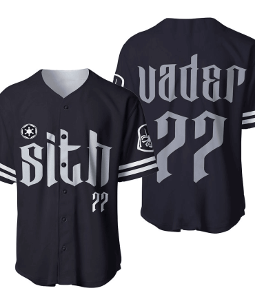 Dark Side Baseball Jersey - Vader 22 Sith Design , Unisex Star Themed Apparel