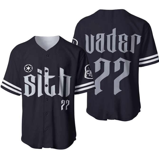 Dark Side Baseball Jersey - Vader 22 Sith Design , Unisex Star Themed Apparel